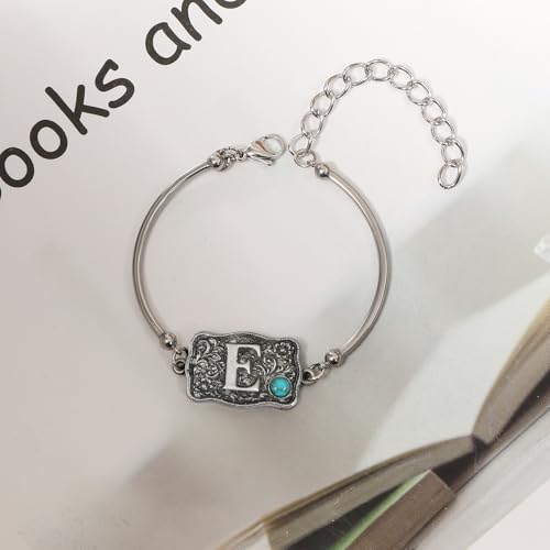 Image of Belt Buckle Bracelet Initial Letter A-Z Bracelets Western Cow Tag Bracelet Belt Buckle Necklace Western Style Initial Letter Pendant Necklace
