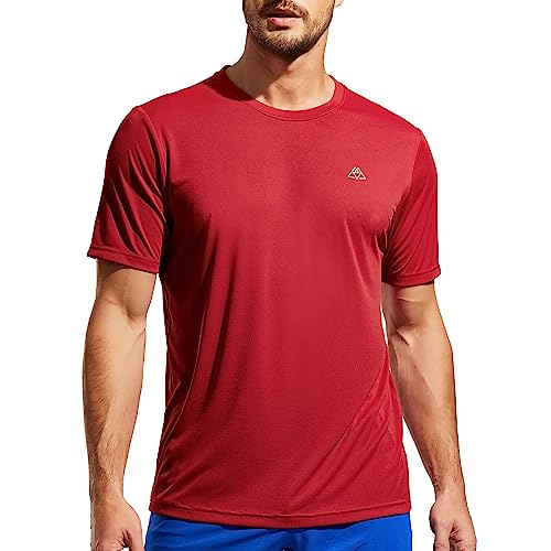 Haimont Athletic Shirts For Men Short Sleeve Workout Running Gym Sport Exercise Tee Moisture Wicking Breathable Red, M #TOP20