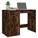  Tidyard Bureau d\'ordinateur en Bois Bureau Informatique Bureau avec 1 Tiroir et 1 Armoire Meuble de Bureau Chêne fumé 100x49x75 cm Bois d\'ingénierie
