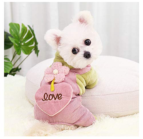Pet 4 Legs Warm Jumpsuit Cute Puppy Outfit Sweater Winter Dog Coats Cat Anti-Hair Onesies Pajamas with Fleece for Puppy Small Dogs Cats (Green - Image 4