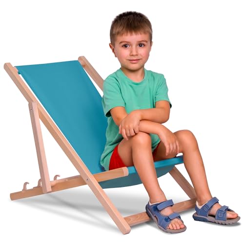 DreamRoots Chaise Longue Enfant en Bois de Hêtre, Chilienne Enfant Pliable, Transat Extérieur...