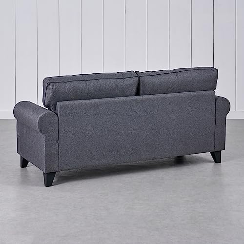 Image of Home Centre | Helios California Fabric 3+2 Seater Sofa Set | Sofa for Living Room | Solid Wood | Grey | 1 Year Warranty