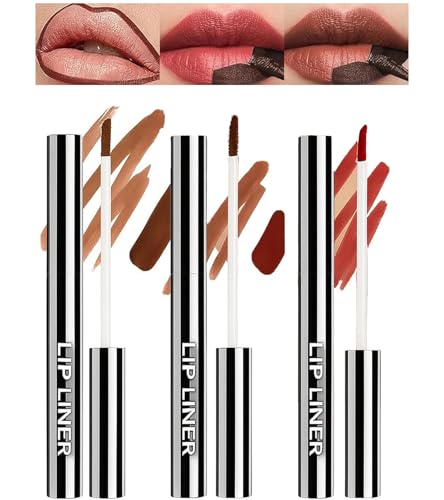3Pcs Peel Off Lip Liner Fleck, 3 Farben Lipliner Wasserdichter Peel Off Matte Finish Lippenfleck,Lipliner Set Natürlich Ernährungsformel für Frauen Pralle Lippen