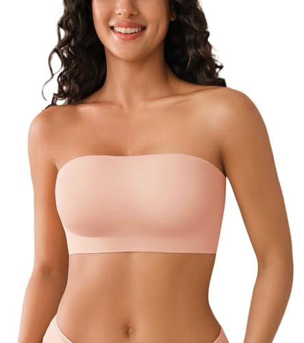 Image of DEANGELMON Strapless Bras for Women Non-Slip Silicone Bandeau Seamless Tube Top Bralette Comfy Non Padded Stretchy Stylish