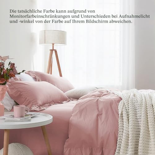 Lanqinglv Rüschen Bettwäsche 220x240 Rosa Mädchen,Oeko-TEX Zertifiziert – Ansicht 3