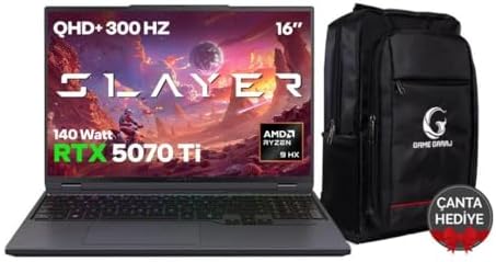 Game Garaj Slayer R9T3D-5070Ti C3 AMD Ryzen 9 9955HX3D 32GB RAM 2TB SSD RTX5070Ti 16" QHD IPS 300Hz FreeDOS Gaming Laptop - Görsel 2