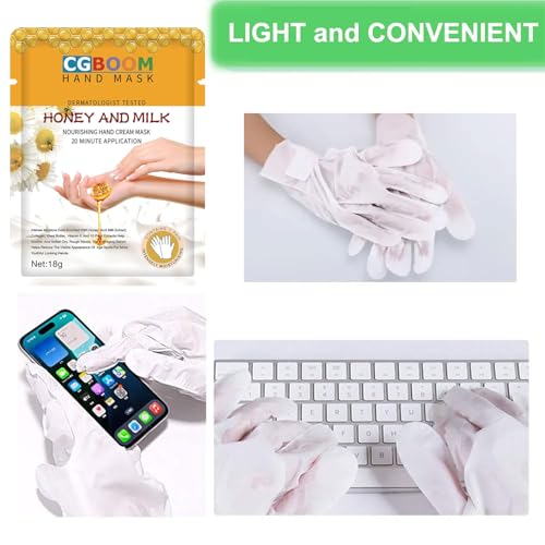 5 pack Hand Mask Moisturizing Glove, Hand Peel Mask Exfoliating Gloves, Hand Repair Glove for Dry Hands Treatment, Remove Dead Skin, Rough Skin, purple Honey Milk - Image 4