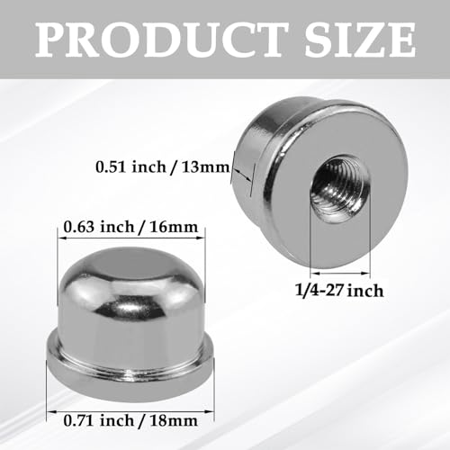 MARRTEUM 1/2 Inch Tall Lamp Finial Tapped 1/4-27 Knob Lamp Accessories for Lamp Shade Holder Harp Tops, Silver, 2PCS