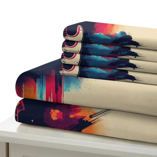 Housse de couette guitare microfibre anti-plis grand lit 260x220 cm 3 pièces - 6
