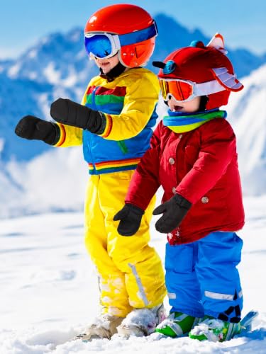Image of Geyoga 4 Pairs Kids Mitten Waterproof Ski Gloves