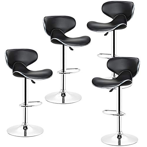 Juego de 4 taburetes de bar de alta calidad, 46 x 49 x 85 cm, color negro