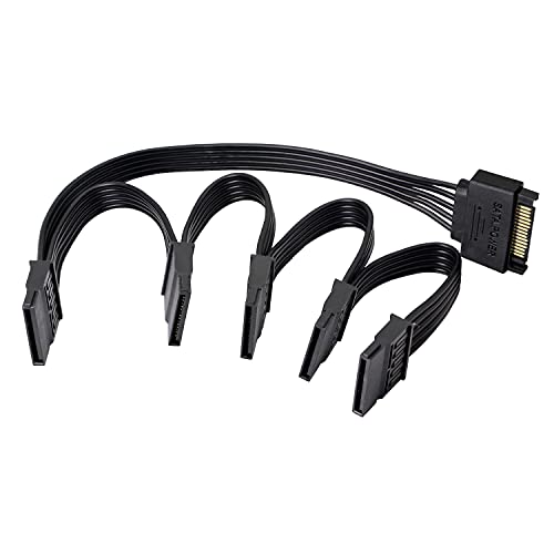 GELRHONR 15Pin Adattatore Cavo,15 pin SATA maschio a 5 x 15 pin SATA femmina adattatore per sdoppiatore di alimentazione per disco rigido