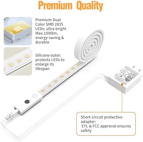 Hand Wave Under Cabinet Lighting, 40-inch 1090 Lumens LED Strip Light, CRI 90+ High Color Rendering, 5 Color Temperatures, Plug-in Under Counter Lights for Kitchen, Closet, Shelf — view 3