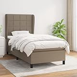 Homgoday Cama Box Spring con colchón Tela Gris Taupe 80x200 cm Cama Box Spring con Colchón Viscoelástico Espuma Protector Muelles Ensacados Camas y somieres Taupé Bloques con Cuadros