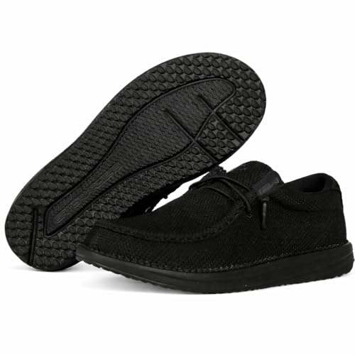 Image of Mens Casual Shoes - Men's Loafers & Slip-Ons Camp Shoes with No-Tie Laces -Arch Support Boat Shoes for Everyday Wear