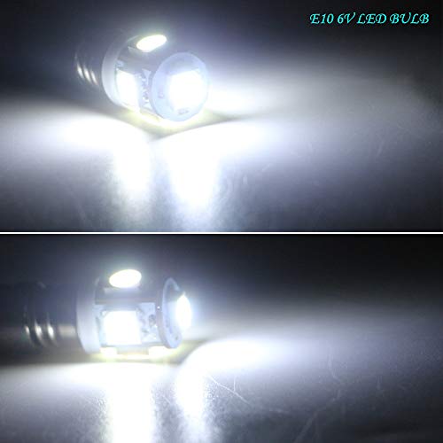 EverBright White E10 Led Bulb Flashlight Bulbs 1447 1446 1449 Screw Bulb Replacement for Torch Flashlight Toy Car Bicycle Headlight, 5050 Chipsets, DC 6V 6.3V, Pack of 10
