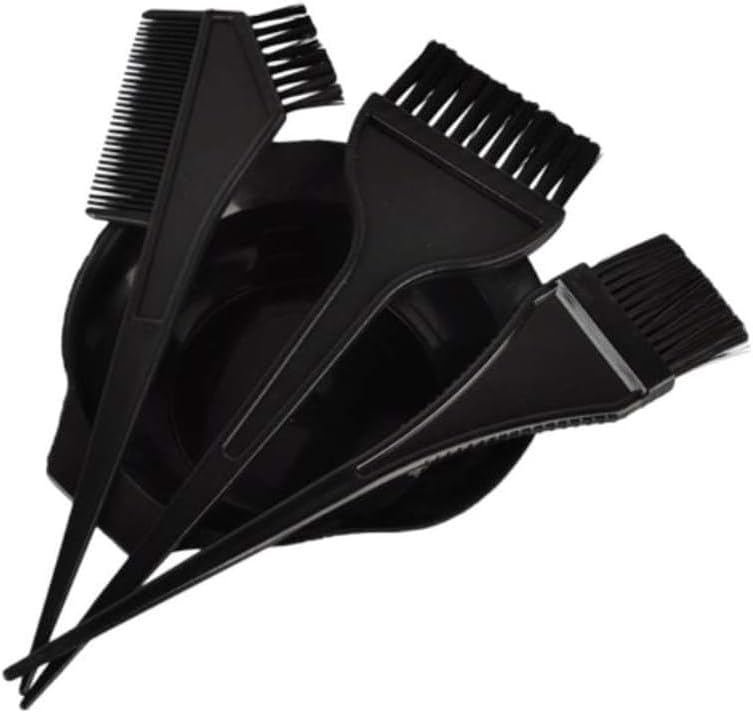 4PCS Professional Hair Color Dye Brush Set | Black Mixing Bowl & Salon Tint Tool Kit | Hair Dye Application Tools for Home & Salon Use