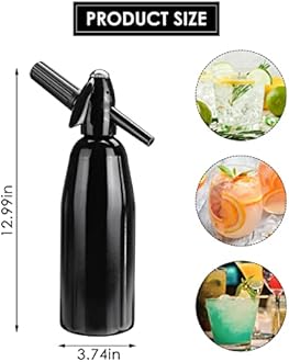 Sparkling Water Maker, 1L Soda Siphon, Aluminum Sodastream Soda Makers for Home, Portable Water Maker for Soda Water, Cocktails or Soda Water, Use 8 gram CO2 Cartridges(Not Included)