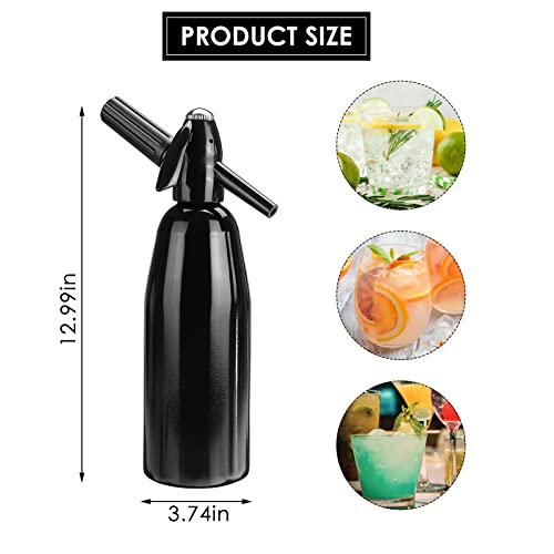 Sparkling Water Maker, 1L Soda Siphon, Aluminum Sodastream Soda Makers for Home, Portable Water Maker for Soda Water, Cocktails or Soda Water, Use 8 gram CO2 Cartridges(Not Included)