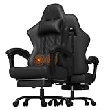 JUMMICO Chaise Gaming Ergonomique, Chaise de Bureau avec Fonction Massage, Fauteuil Gaming avec Repose-Pieds, 150 kg, Noir