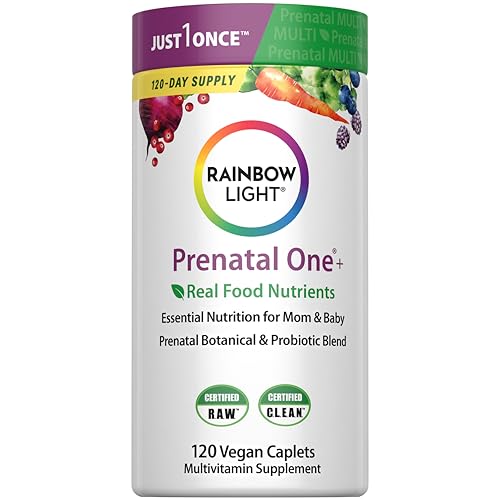 Rainbow Light High-Potency Prenatal One Multivitamin, Prenatal Health Multivitamin Supports Mom's Health and Baby's Development, With Vitamin C, Vegan, 120 Count