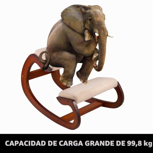 Miniatura 8 de Vevor Silla Arrodillada Ergonómica Taburete Madera Corrección De Postura Oscilante Casa Grande Home Office O Silla De Escritorio, Cojines Para Las Rodillas Color Nuez