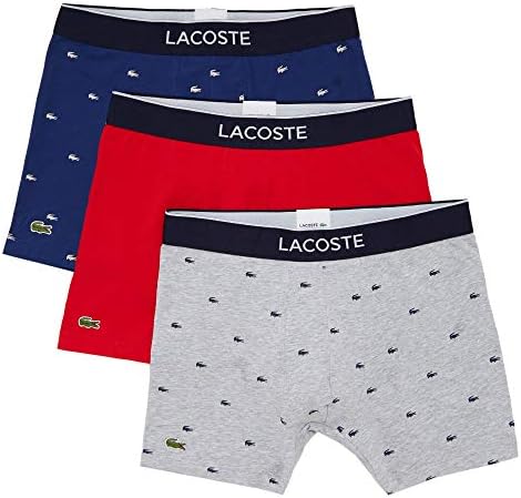Lacoste Men's Cotton Stretch Mini Croc Print Boxer Briefs, 3-pack