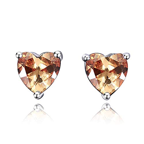 LSLYTQ Earrings For Women Romantic Heart 925 Jewelry Earring With Created Gemstone Topaz Stones Party Wedding Birthday Gifts