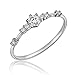 JESMING 7 Tiny Diamond Pieces of Exquisite Small Fresh Style Ladies Engagement Ring Jewelry (Silver,8)