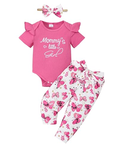 Image of veikimous Newborn Baby Girl Clothes Infant Girl Outfits 0 3 6 12 18 Months Clothes for Girls Headband Clothing Set