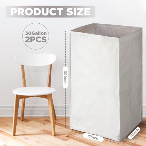 Singhoow 2 Pack 30 Gallon Disposable Trash Cans Reusable Garbage and Recycling Bins Trash Can Bin for Parties Events Wedding Birthday Activities, 30 Height x 17 Width x 14 Depth(White) by Singhoow - Used condition - Image 2