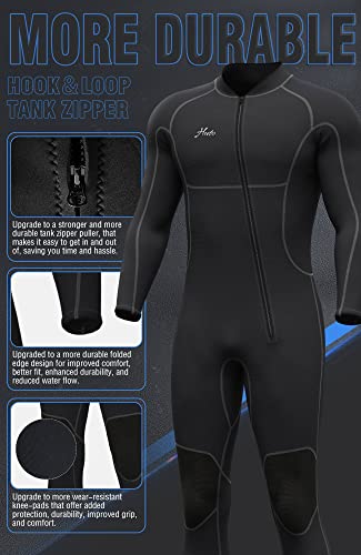 Hevto Men Wetsuits 3/2Mm Neoprene Front Zip Full Wet Suit Keep Warm For Surfing Swimming Sup Snorkeling Diving (M05-Black, S) #TOP4