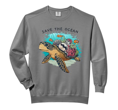 Save the Ocean Sea Turtle Coral Reef Comfort Colors Adult Sweatshirt