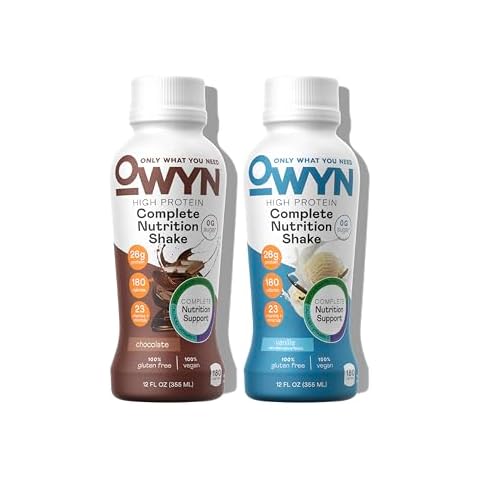 OWYN Only What You Need High Protein Plant Based Complete Nutrition Shake, Chocolate & Vanilla Variety Pack, 12 Fl Oz (12 Pack) Cover