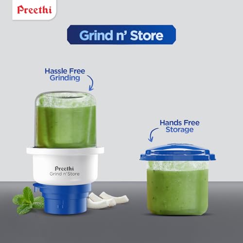 Preethi Blue Leaf Platinum 5.0 Mixer grinder | 15 Years of Trust, Now with upgraded design | 750 watt, 4 jars incl Super Extractor & Grind 'N' Store jar | Lifelong Free Service