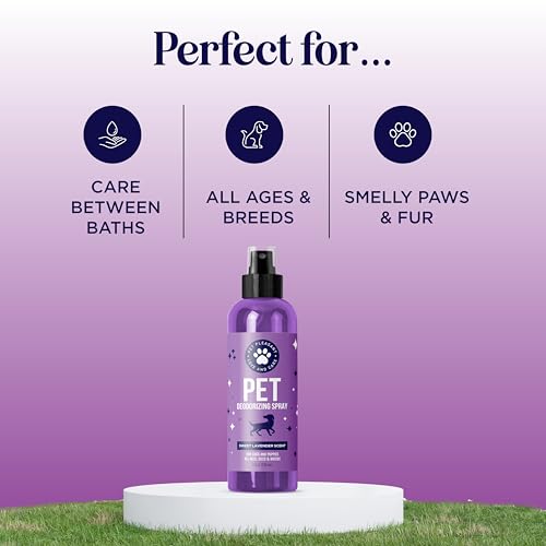 Lavender Oil Dog Deodorizing Spray - Dog Spray for Smelly Dogs and Puppies and Dog Calming Spray with Lavender Essential Oil - Lightly Scented Dog Deodorizer for Smelly Dogs and Dog Essentials