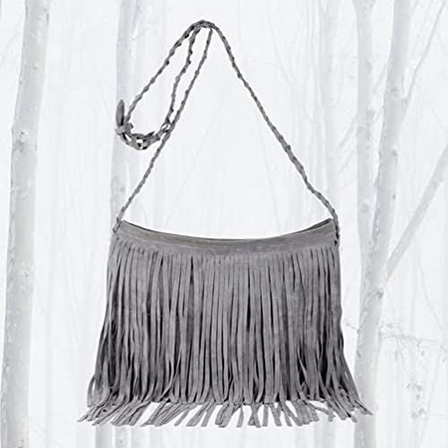 PRETYZOOM 1Pc Tassel Shoulder Bag Leather Tote Tassel Handbag Crossbody Bag Woman Fringe Tassel Bag (Light Tan)