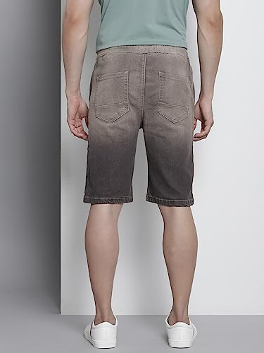 Image of The Indian Garage Co Men Regular Fit Solid Mid-Rise Denim Shorts