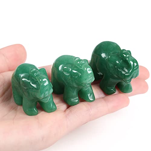 XIANNVXI Aventurine Crystal Elephant Ornament Figurine Statue Green Elehphant Green Ornament Decor 1.5" Cute Good Luck Gifts - Image 2