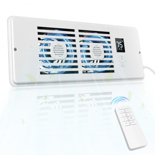 Orabriz AC Vent Booster Fan 4 x 12 Register Quiet 10-Speed Register Booster Fan with Thermostat Control Remote & LCD Display Aroma Pad Slot Fixes Hot & Cold Spots in Rooms