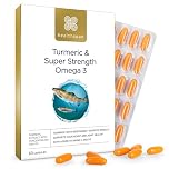 Healthspan Turmeric & Omega 3 | 60 Capsules | Added Vitamin C & Vitamin D3 | Heart, Joint & Bone Health | Sustainably Sourced