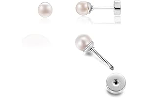 Small Sterling Silver Pearl Earrings Stud Flat Screw Back