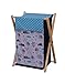 Bacati Woodlands Boys Cotton Hamper, Aqua/Navy/Grey
