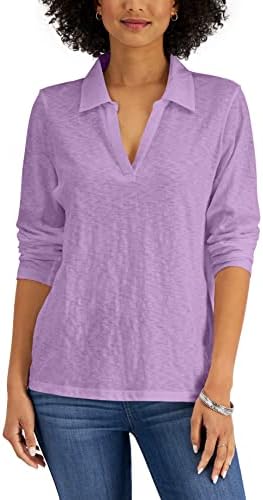 Karen S Cotton Long Sleeve Polo