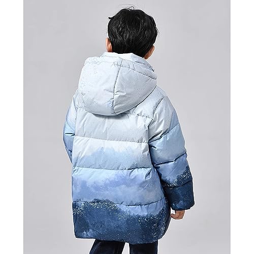 Thickened Hooded Down Jacket, Children's Coat with Snow Mountain Gradient Pattern2