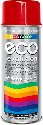 DECO COLOR ECO Revolution Water Based ACRYL Spray Paint 400ml STYROFOAM POLYSTYRENE Decoration Flowers Art Decor Craft DIY (RAL 3020 Red)