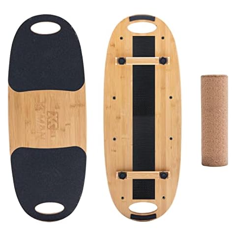 Bamboo Balance Board Adult - Adjustable Stoppers 3 Different Distance Options | Balance Board for Surfing, Snowboarding, Skiing, Skateboarding Training Cover