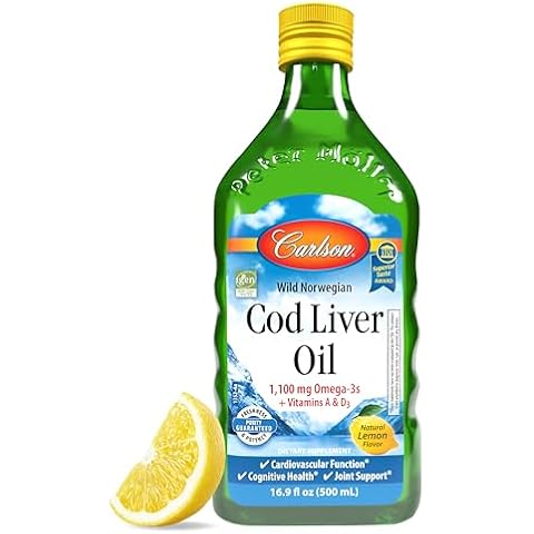 Carlson - Cod Liver Oil, 1100 mg Omega-3s, Liquid Fish Oil Supplement, Wild-Caught Norwegian Arctic , Sustainably Sourced Nordic Fish Oil Liquid, Lemon, 500 ml Cover