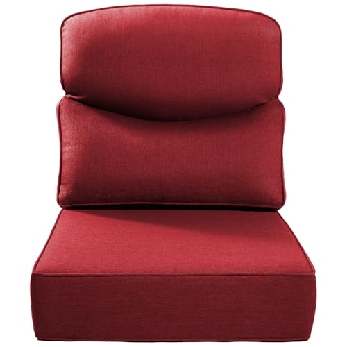 Luxury 24x24x6 Inch Smile Outdoor Cushions - 1 Set Deep Seat Water-Resistant Patio Furniture Replacement Cushion for Wicker Rattan Wood Metal Chair Glider Rocker Loveseat Sofa - Red