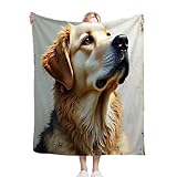 ZZXHG Mantas para Sofas Grandes 220x240 Golden Retriever Amarillo, Manta Termica Franela Mantilla Felpa para Cama 135/150, Mantitas Polar Suave y Cálida para Perro Mascota Habitacion Dormitorio